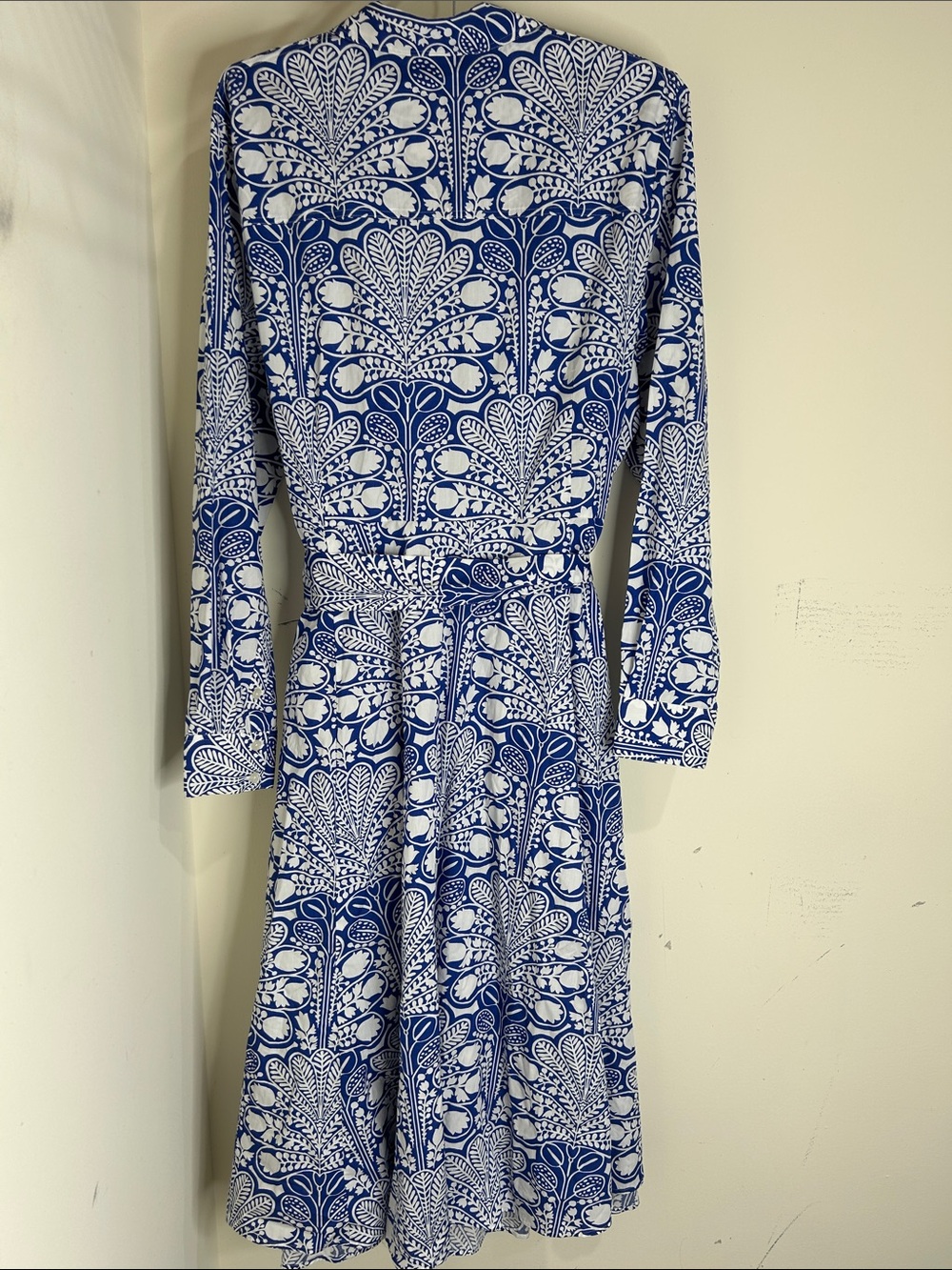 BODEN Blue Floral Long Sleeve Midi Belted Shirt Dress Size 14 - Picture 6 of 16